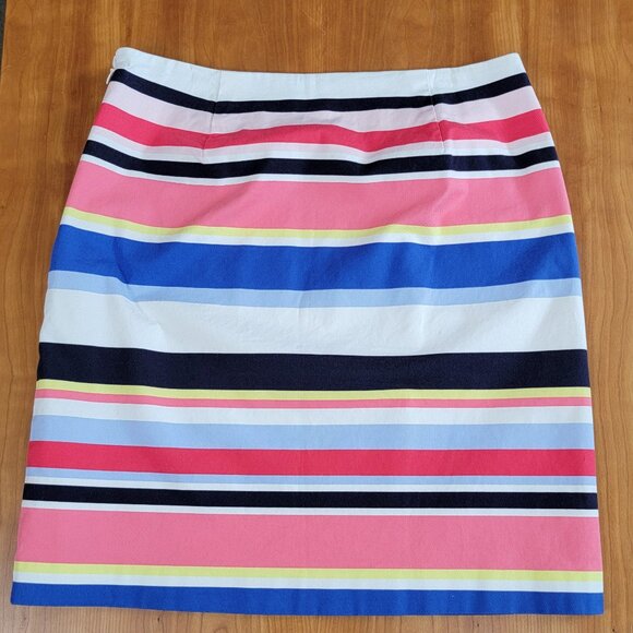 Talbots Cotton Blend Multicolor Striped Pencil Skirt - 10 - Picture 4 of 6